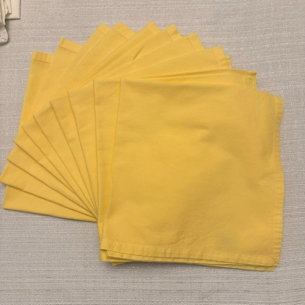 Williams Sonoma Yellow Cotton Dinner Napkins Set of 10 19.5x20 Farmhouse